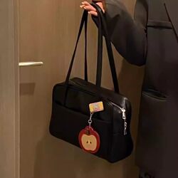 2025 New Black Tote Bag for Women, Large Capacity, Commuter Shoulder Bag, Niche Light Luxury with a High-End Feel