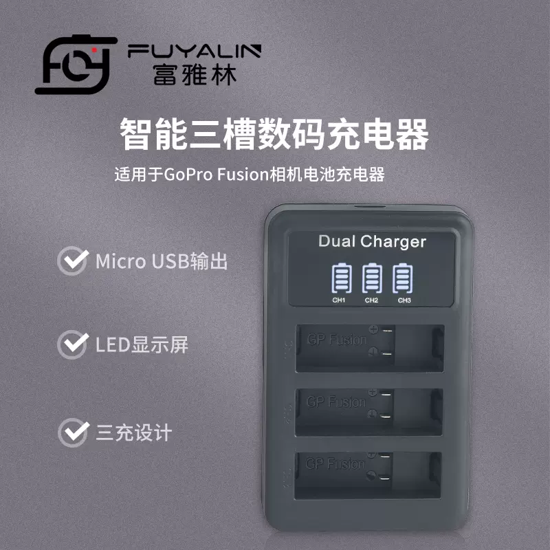 Asbba 001电池充电器适用于gopro Fusion全景相机运动摄像机配件 Asbba 001电池充电器适用于gopro Fusion全景相机运动摄像机配件