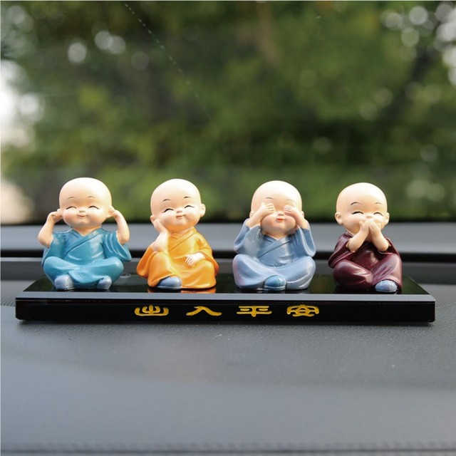 Resin cute four-no-zen little monk ornaments home and garden decoration ...