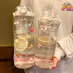 Summer Sports Dual-Use Large Capacity Water Cup 2000ml Plastic Jug High Temperature Resistant Water Bottle for Men and Women Large Water Jug