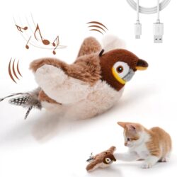 Electric Bird Toy for Cats with Bird Sounds, Self-Entertainment Device, Automatic Cat Teaser Stick, Realistic Bird Simulation