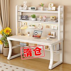 Computer Desk, Home Office Desk, Bedroom Student Study Desk, Desk with Bookshelf, Wall-Mounted with Pegboard, Gaming Desk