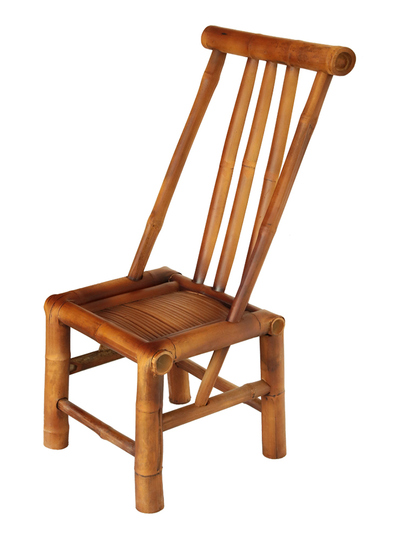 手作り竹椅子 - 中国風ヴィンテージ編み座面