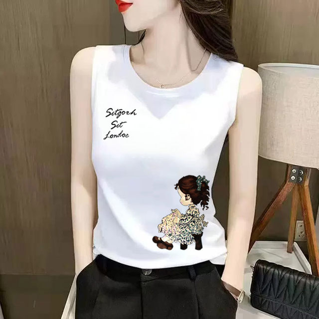 
White vest women's summer 2025 new suit with small straps bottoming shirt sleeveless round neck cover breast top