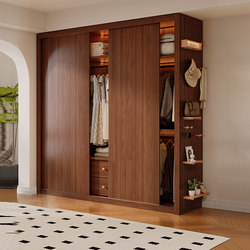 Enf Grade Solid Wood Sliding Door Wardrobe for Home Use in Bedroom, Small Apartment Storage Cabinet, Pegboard Children's Large Wardrobe