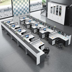 Office Staff Desk and Chair Combination with Partition, Simple and Modern Workstation for 2/4/6 People, Financial Booth