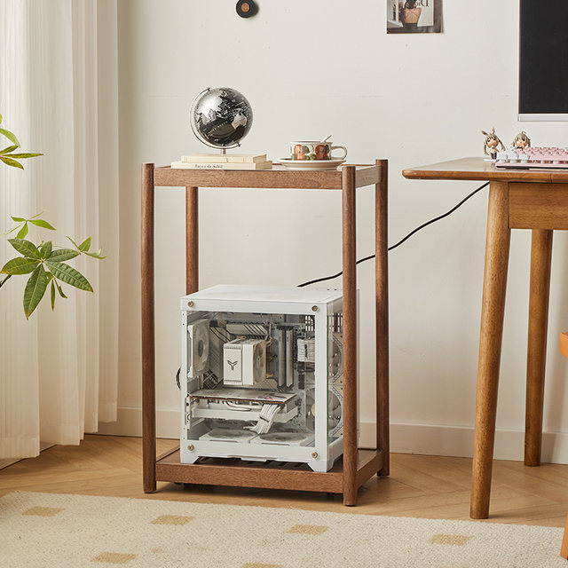 Desktop computer host solid wood bracket dual -layer movement with ...