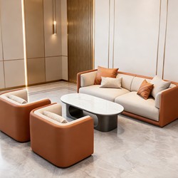 Light Luxury Sales Office Hotel Lobby Reception and Negotiation Sofa Set, New Chinese Style Tea House Clubhouse Rest Area Sofa Combination