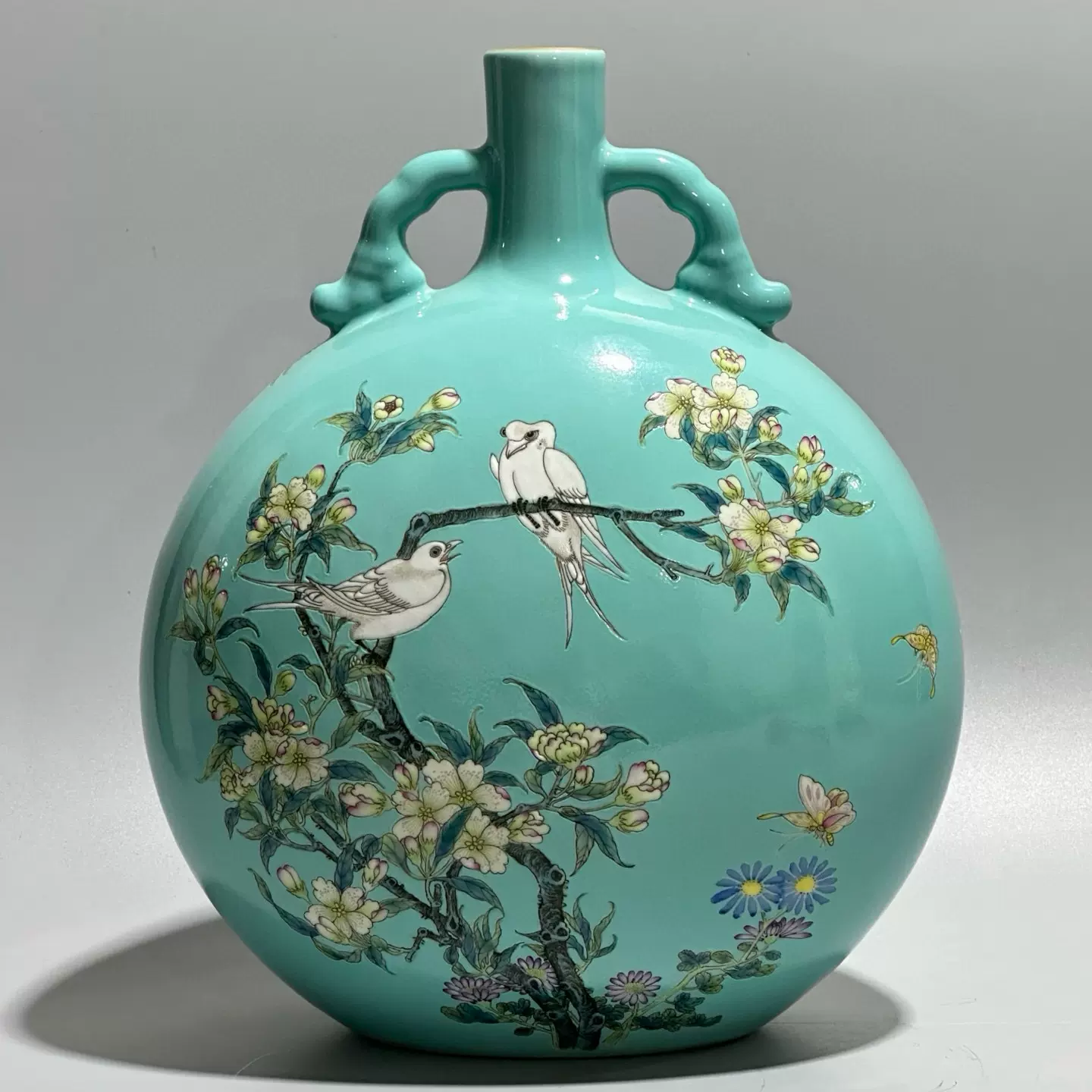 【横濱美術】大清乾隆年製(款 清代青花三果紋瓶 高20.7cm ★中国古玩骨董(同日落札同梱可）