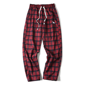 Foreign Trade Day Single Retro Trends Launlett Leisure Pants Spring and Summer thin checkered checkered straight stuffed Haron pants sports pants men
