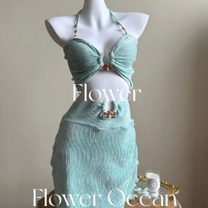 [Forest Story] Advanced texture split Bikini three -piece sea -edge holiday swimsuit