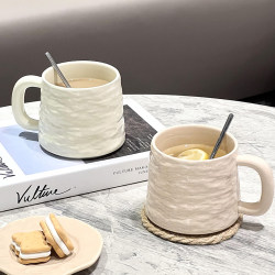 Mug Ceramic Drinking Cup for Home Office Coffee Cup Breakfast Cup Couple Matching Cups High-Value Cup with Spoon