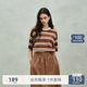 ochirly Oushili striped embroidered short-sleeved T-shirt women's top casual loose sports new products for spring 2025
