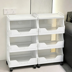 Snack Storage Rack, Floor-Standing Multi-Layer Trolley Storage Rack, Household Living Room Movable Toy Storage Rack