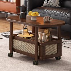 Sofa Side Table, Movable Coffee Table, Small Trolley, Small Table for Living Room and Bed, Computer Desk, Bedroom Bedside Table, Vintage Style Table, Storage Rack, Living Room Home Use Sofa Balcony Dining Table, Creative Small Side Table