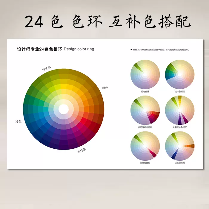 设计师色环配色卡24色环图海报教学颜色儿童色彩图