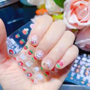 Children's cartoon rabbit nail sticker princess baby waterproof nails sticker flower toy small flower nail stickers