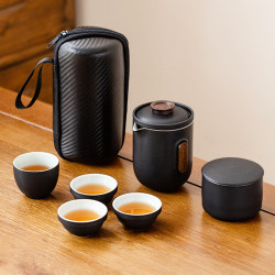 Portable Travel Tea Set Small Kit Outdoor Tea Kettle Teacup Simple Personal Camping Quick Cup One Pot Four Cups
