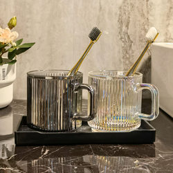 Creative and Luxurious Glass Mouthwash Cup, High-Value Couple's Wash Cup Set, Toothbrush Cup, Brushing Cup, Dental Cup for Home Use