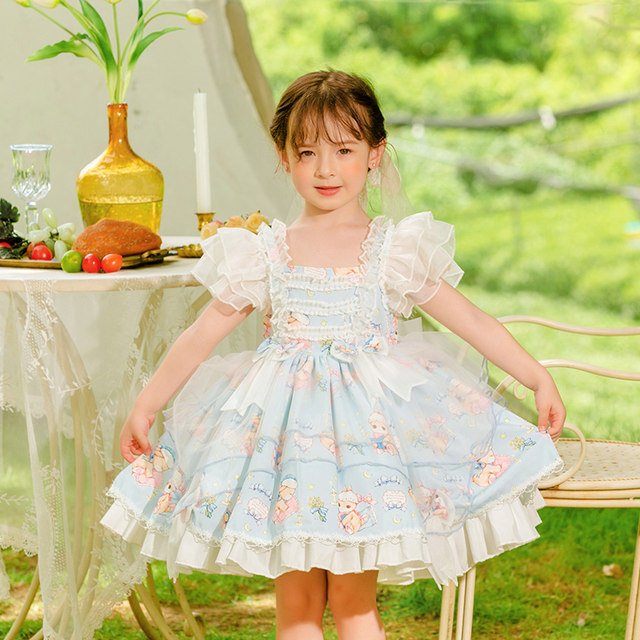 Zhiya Children's Fress 2024 Summer New Laolita Flower Flower Skirt ...
