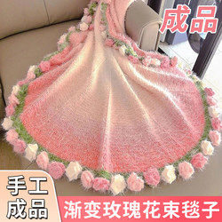 520 Gift for Girlfriend, Finished Rose Bouquet Blanket, Handmade Blanket, Practical Gift for Female Friends' Birthday