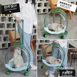 Cat Carrier Transparent Large Capacity Lightweight Cat and Dog Airline Crate Pet Trolley Space Capsule Portable Outdoor