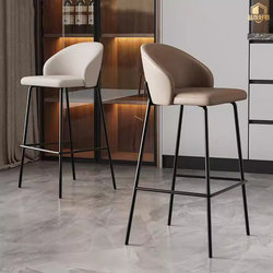 Italian-Style Light Luxury Cafe Bar Stools, Home-Use Island Bar Chairs, Designer Reception Counter High Stools