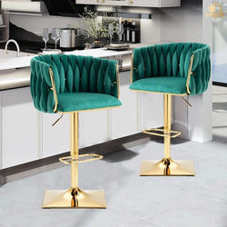 Light Luxury Bar Stool with Adjustable Height, Swivel Backrest, High Bar Stool for Home Use, Island Bar Stool, Front Desk Bar Chair, Commercial Use