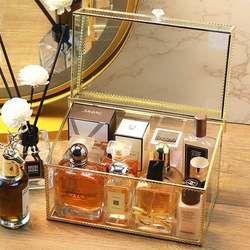 Glass Perfume Storage Box Desktop Dust-Proof with Lid Household Large-Capacity Cosmetics Organizer Dressing Table Storage Box