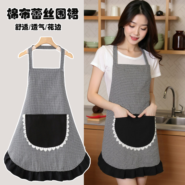 Stall apron kitchen home gardening 2025 new cooking cotton work clothes women's Korean catering work special