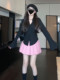 Wen Wan same black flared sleeves back strap shirt with women's design niche slim fit versatile top trendy