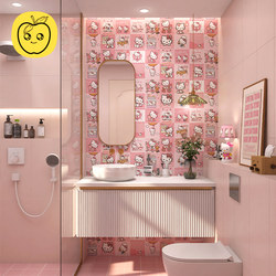 Pink Bathroom Tiles Hello Kitty Cat Tiles Pink Cartoon Kitchen Wall Tiles Kidsren's Balcony Floor Tiles
