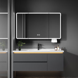 New Minimalist Style Bathroom Cabinet with Integrated Ceramic Washbasin, Bathroom Sink Cabinet Combination, Washbasin and Handwashing Station