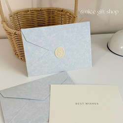 Haze Blue Envelope Set ~ ins Wind Blue Series Envelopes and Letter Paper, Romantic Retro Handwritten Confession Letterhead, Invitation Cards
