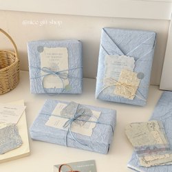 Sea Salt Blue High-End Textured Thickened Stone-Patterned Paper Holiday Gift Wrapping Paper Floral Decoration Paper ins Gift Recipient