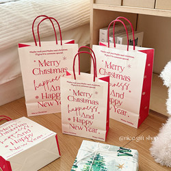 Merry Christmas~ ins Festive Gift Bags Kraft Paper Bags Dessert Baking Packaging Bags Atmospheric Shopping Bags