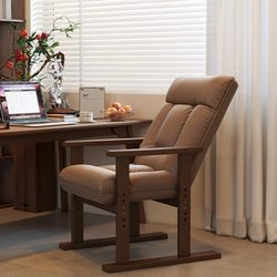 Solid Wood Computer Chair for Home Use, Comfortable for Long Sitting, Desk Sofa Chair, Office Chair with Backrest, Foldable and Reclining Lazy Chair