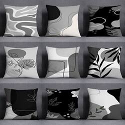 Simple Black and White Light Luxury Style Sofa Cushion Cover Nordic Style High-End Modern Bedroom Pillow Office Chair Lumbar Pillow