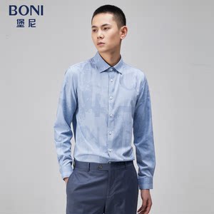 
BONI/Boni spring and summer new business long-sleeved shirt slim-fit printed blended men's casual shirt GN269351B