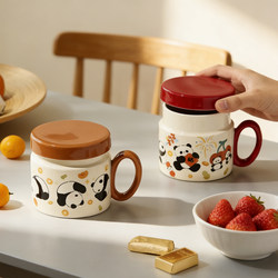 Opt Ceramic Panda Mug Hand-Painted Coffee Milk Tea Cup Office Mug Gift for Friends Birthday Present