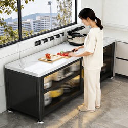 Oukajie Kitchen Storage Rack Multi-Functional Slate Sideboard Floor-Standing Multi-Layer Wall-Mounted Storage Cupboard Cabinet