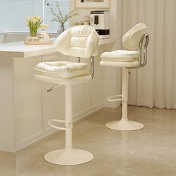 Bar Stool for Home Use, Adjustable Height, Swivel, Cashier Counter Chair, Island Chair with Backrest, Front Desk Chair, Light Luxury Bar Chair