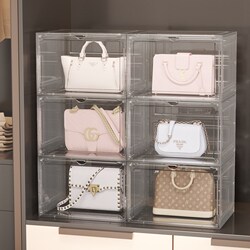 Wardrobe Bag Storage Organizer, Home Dressing Room Storage Box, Transparent Dustproof and Anti-Oxidation Luxury Bag Collection Cabinet