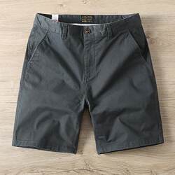 Casual Men's Summer New Cotton Slim Straight-Leg Shorts for Outdoor Wear, Dad-Style Mid-Length American-Style 5-Point Suit Shorts