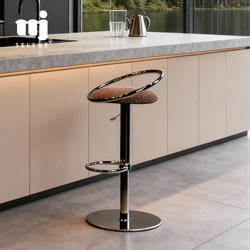Light Luxury Style Stainless Steel Bar Chair, Adjustable Height, Swivel Bar Stool, Modern Minimalist Home Lift Island Chair