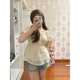New new styles of slightly fat large size sweet age-reducing polka dot short-sleeved shirt for women in spring French bubble short style