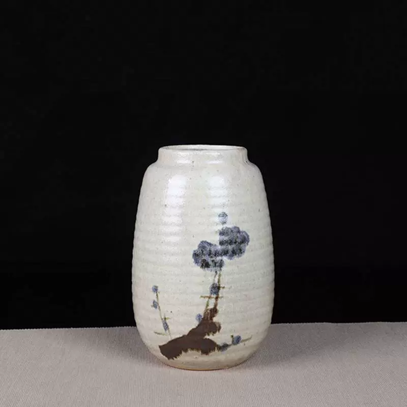 型窑变Z花器花卉纹插花入烧橄榄花瓶花志野-Taobao