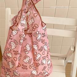 Cartoon Creative Nylon Shopping Bag, Foldable Eco-Friendly Bag, Supermarket Fashionable Shopping Bag, Portable Shoulder Bag for Going Out