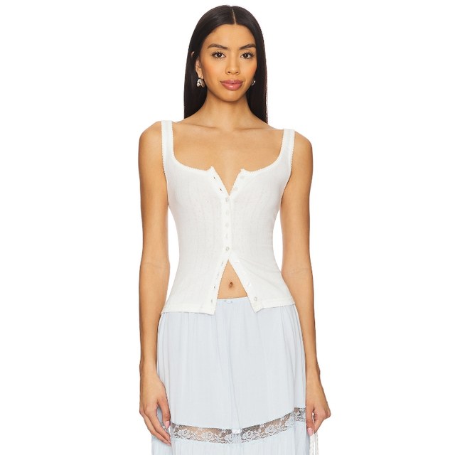 Free People suspender vest white simple basic style easy to wear top REVOLVE