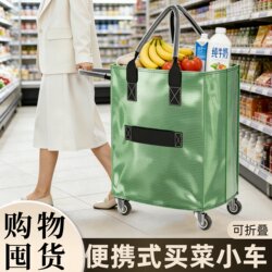New Household Trolley for Grocery Shopping at the Supermarket, a Magical Tool for Carrying Packages, Foldable Bag